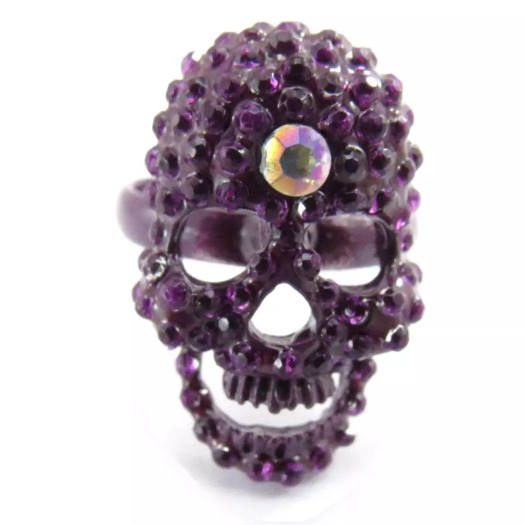 Les Trésors De Lily Bague 'Tête De Mort' Violet [J5345]