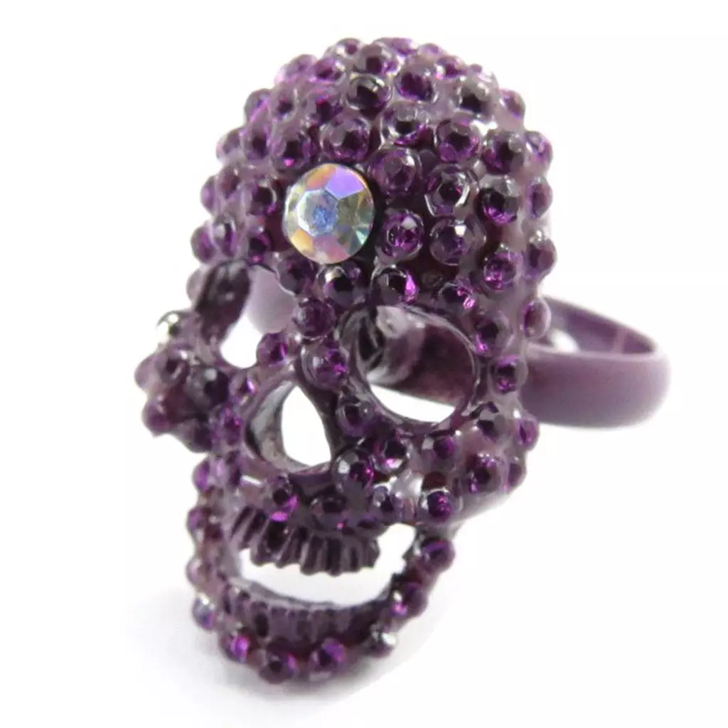 les trésors de lily Bague 'Tête de Mort' violet [J5345]