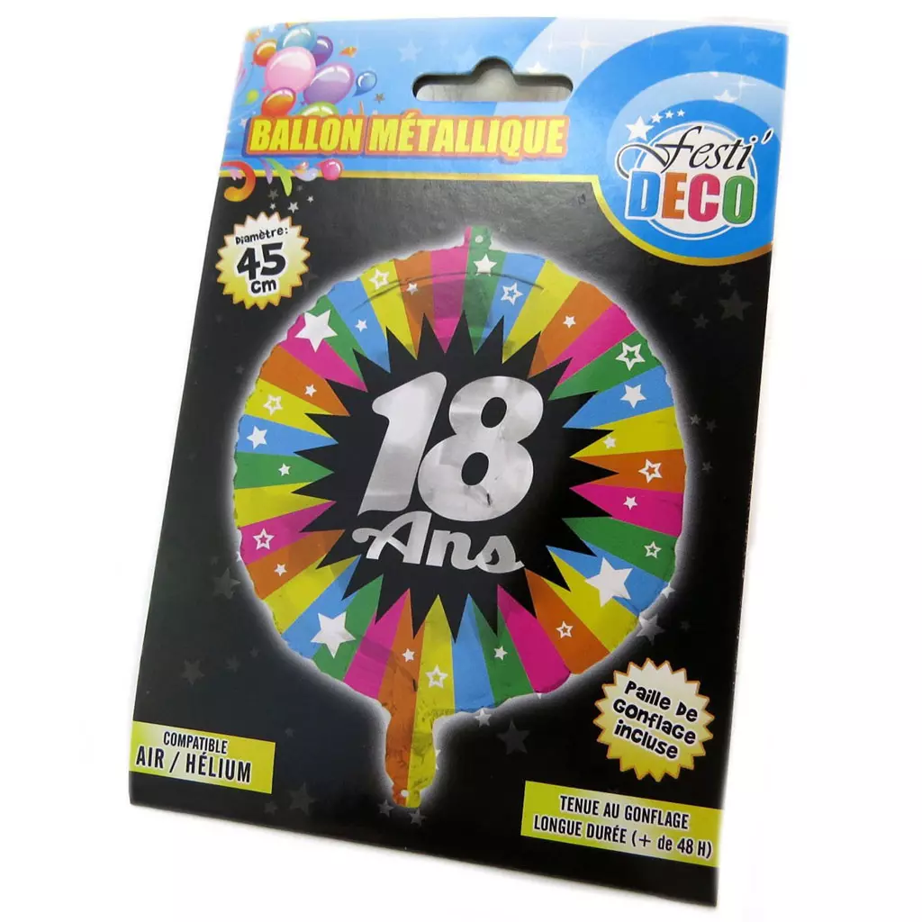 Les Trésors De Lily Ballon Métallique '18 Ans' Tutti Frutti 45 Cm [P5351]