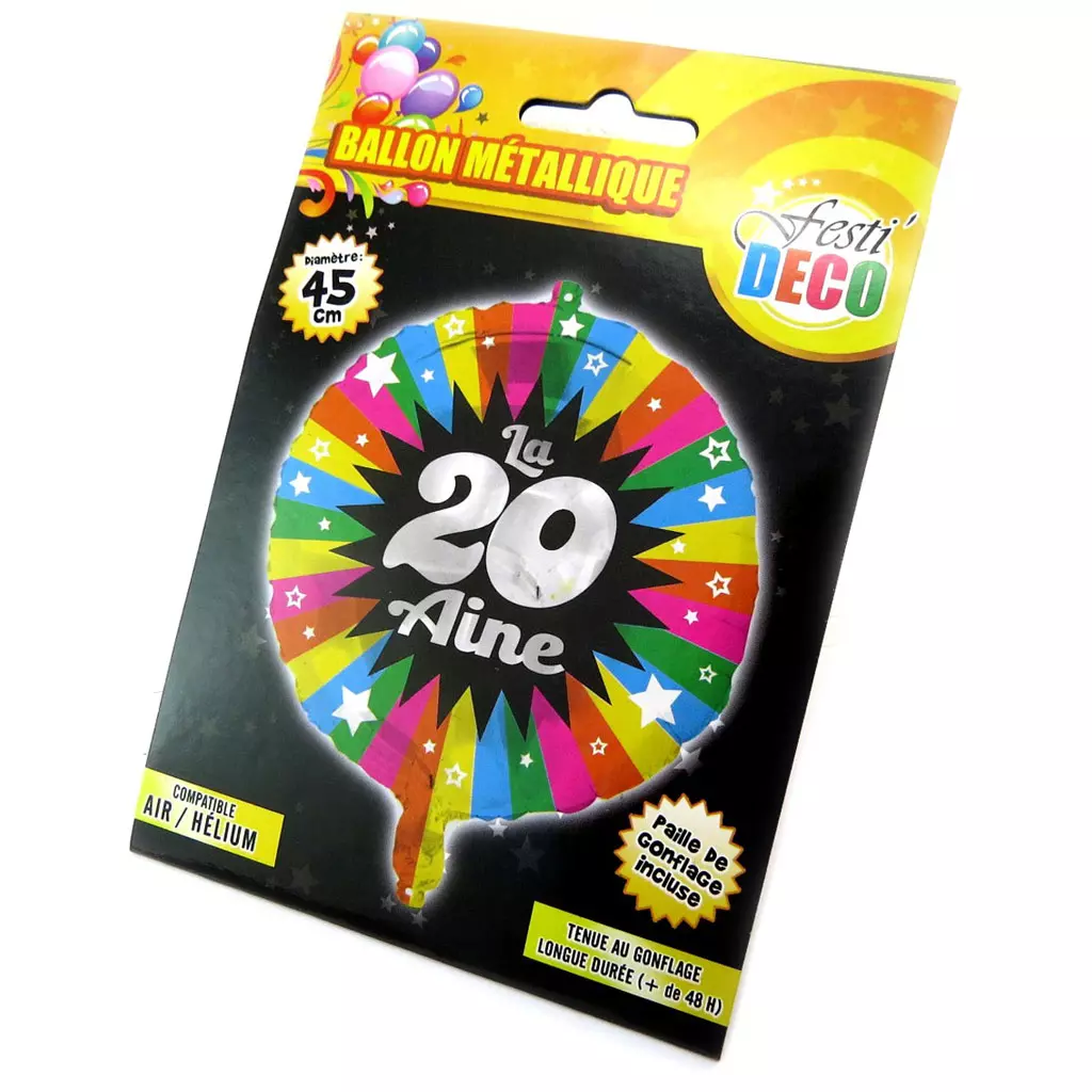 Les Trésors De Lily Ballon Métallique '20 Ans' Tutti Frutti 45 Cm [P5352]