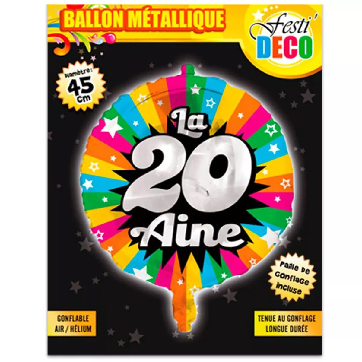les trésors de lily Ballon métallique '20 ans' tutti frutti 45 cm [P5352]