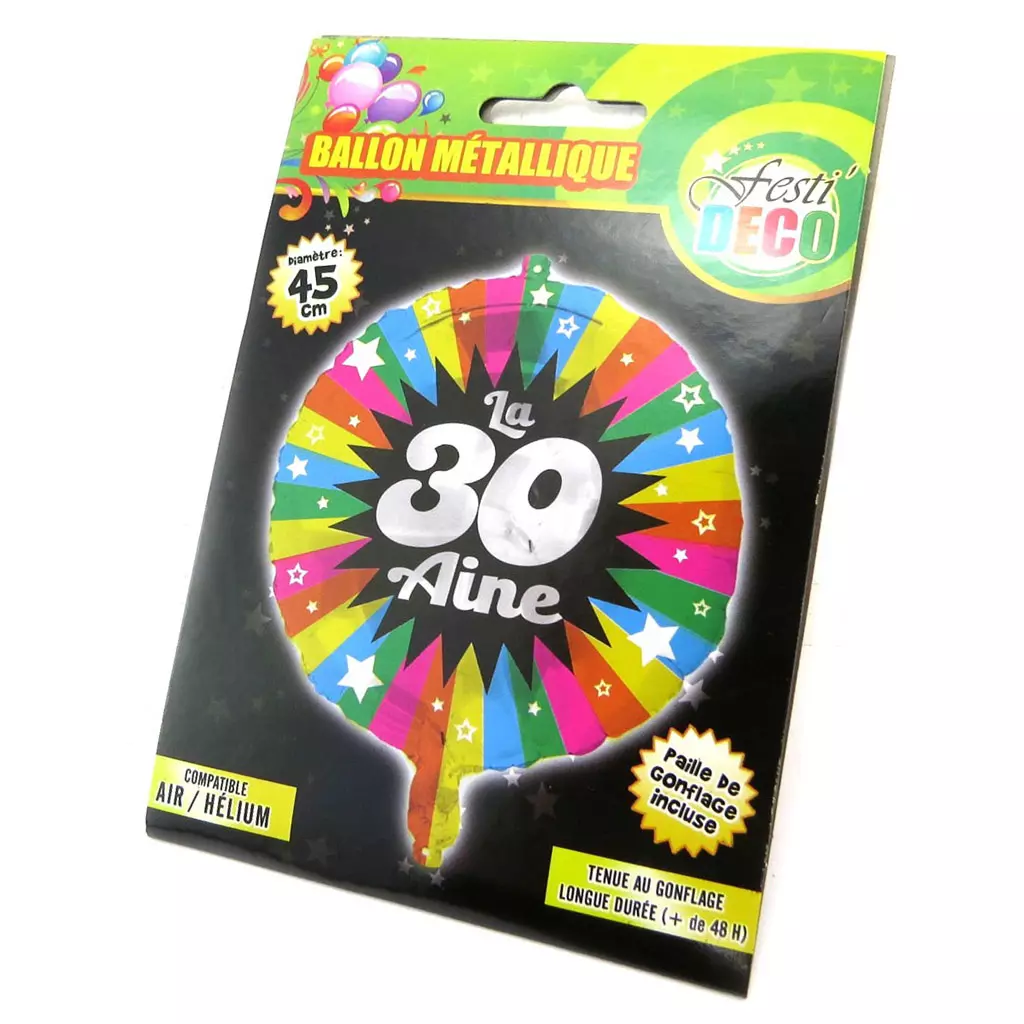 les trésors de lily Ballon métallique '30 ans' tutti frutti 45 cm [P5353]