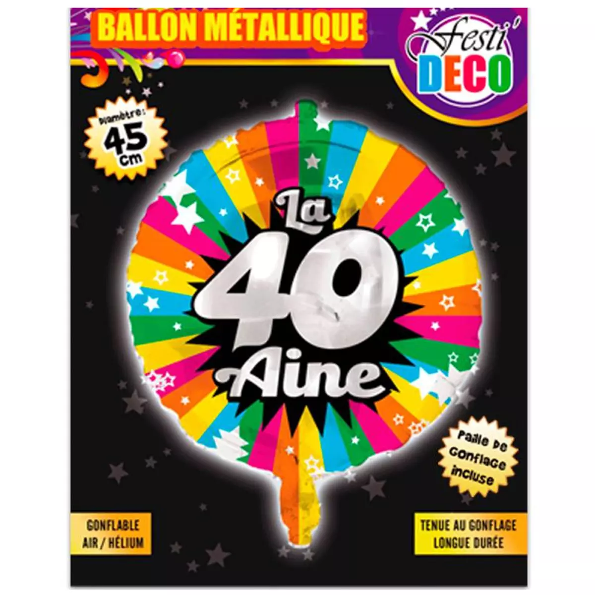 Les Trésors De Lily Ballon Métallique '40 Ans' Tutti Frutti 45 Cm [P5354]