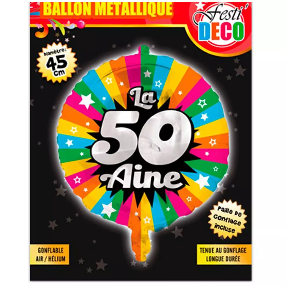 les trésors de lily Ballon métallique '50 ans' tutti frutti 45 cm [P5355]