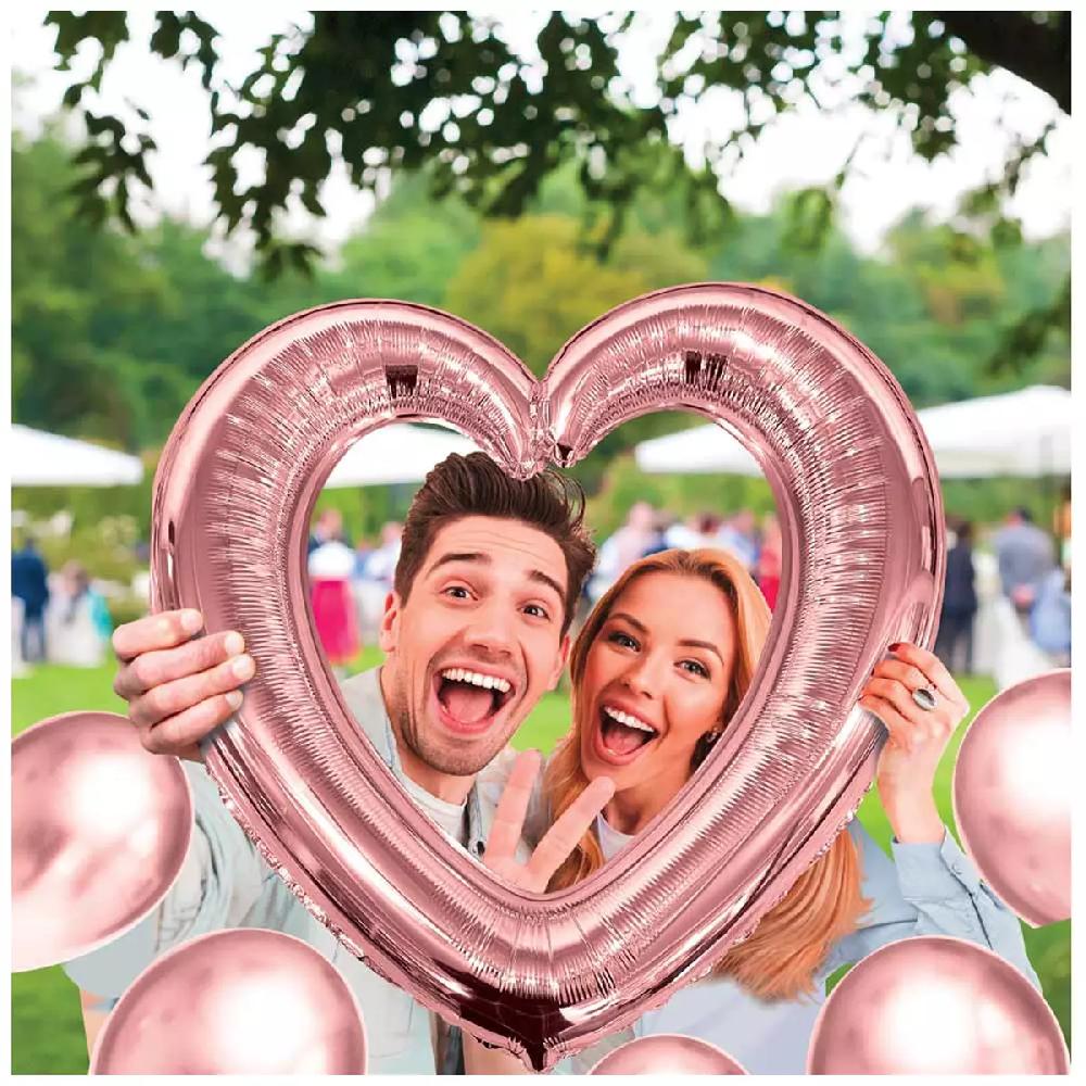 les trésors de lily Ballon métallique cadre photobooth 'Coeur' rosé (pink gold) 61x63 cm [A0686]