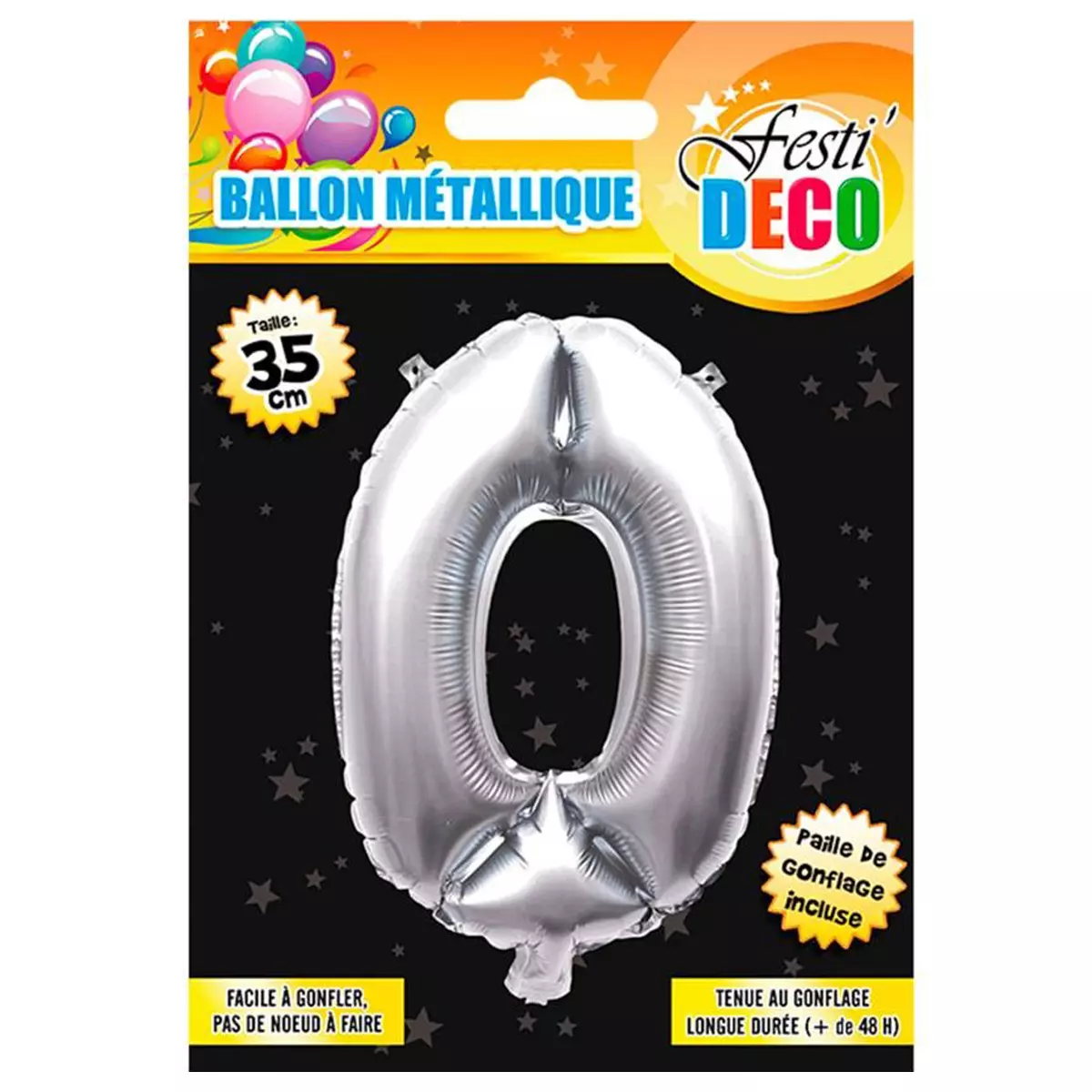 les trésors de lily Ballon métallique 'Chiffre 0' argenté 35 cm [Q4516]
