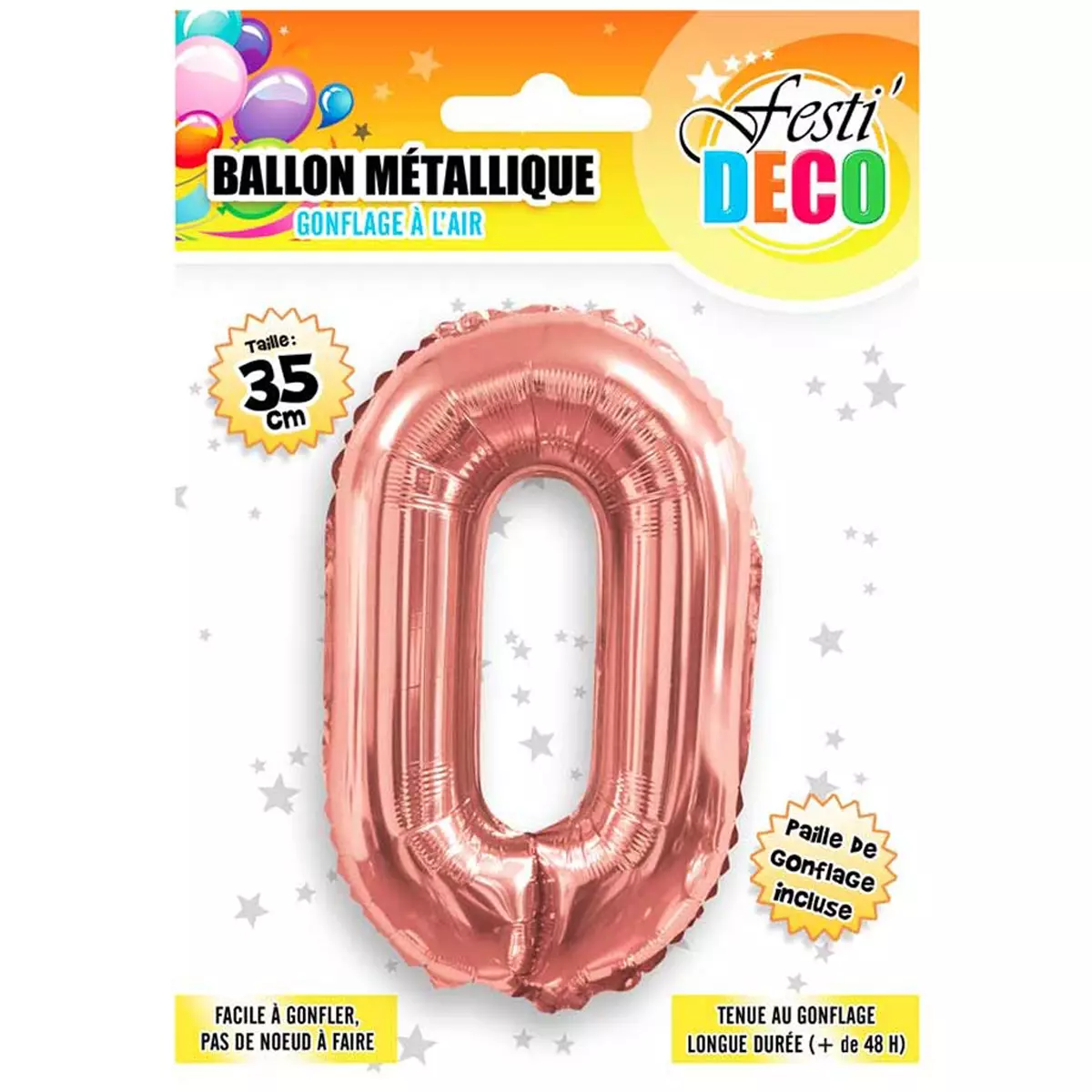 les trésors de lily Ballon métallique 'Chiffre 0' doré rosé 35 cm [Q5456]