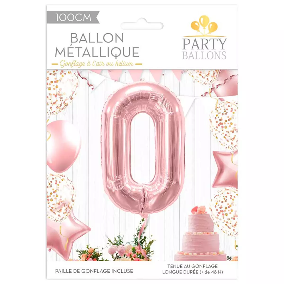 les trésors de lily Ballon métallique 'Chiffre 0' rosé 1 m [R1831]