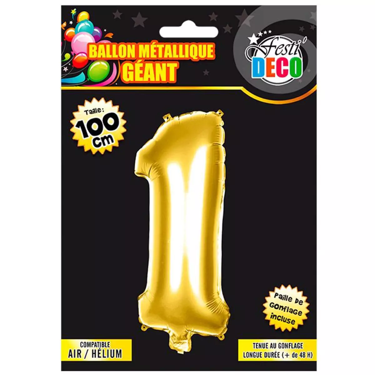 Les Trésors De Lily Ballon Métallique 'Chiffre 1' Doré 1 M [Q4537]