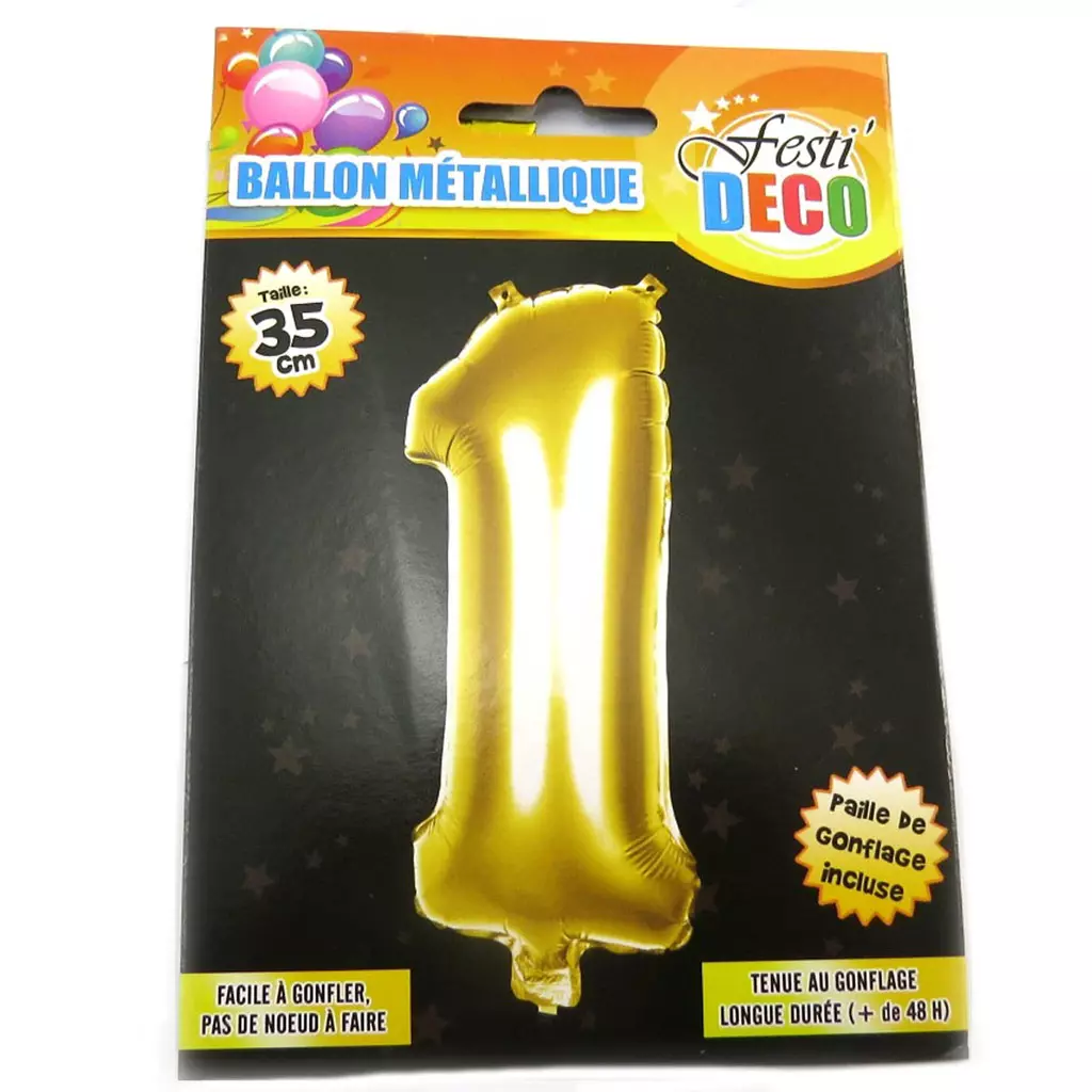 Les Trésors De Lily Ballon Métallique 'Chiffre 1' Doré 35 Cm [P8530]
