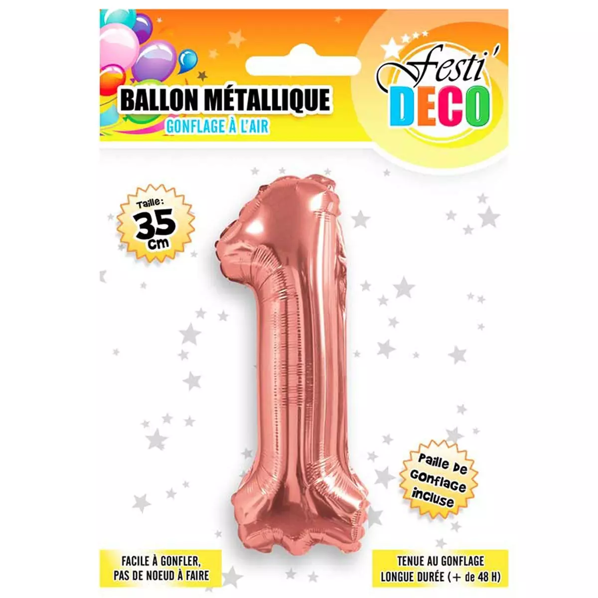 les trésors de lily Ballon métallique 'Chiffre 1' doré rosé 35 cm [Q5457]