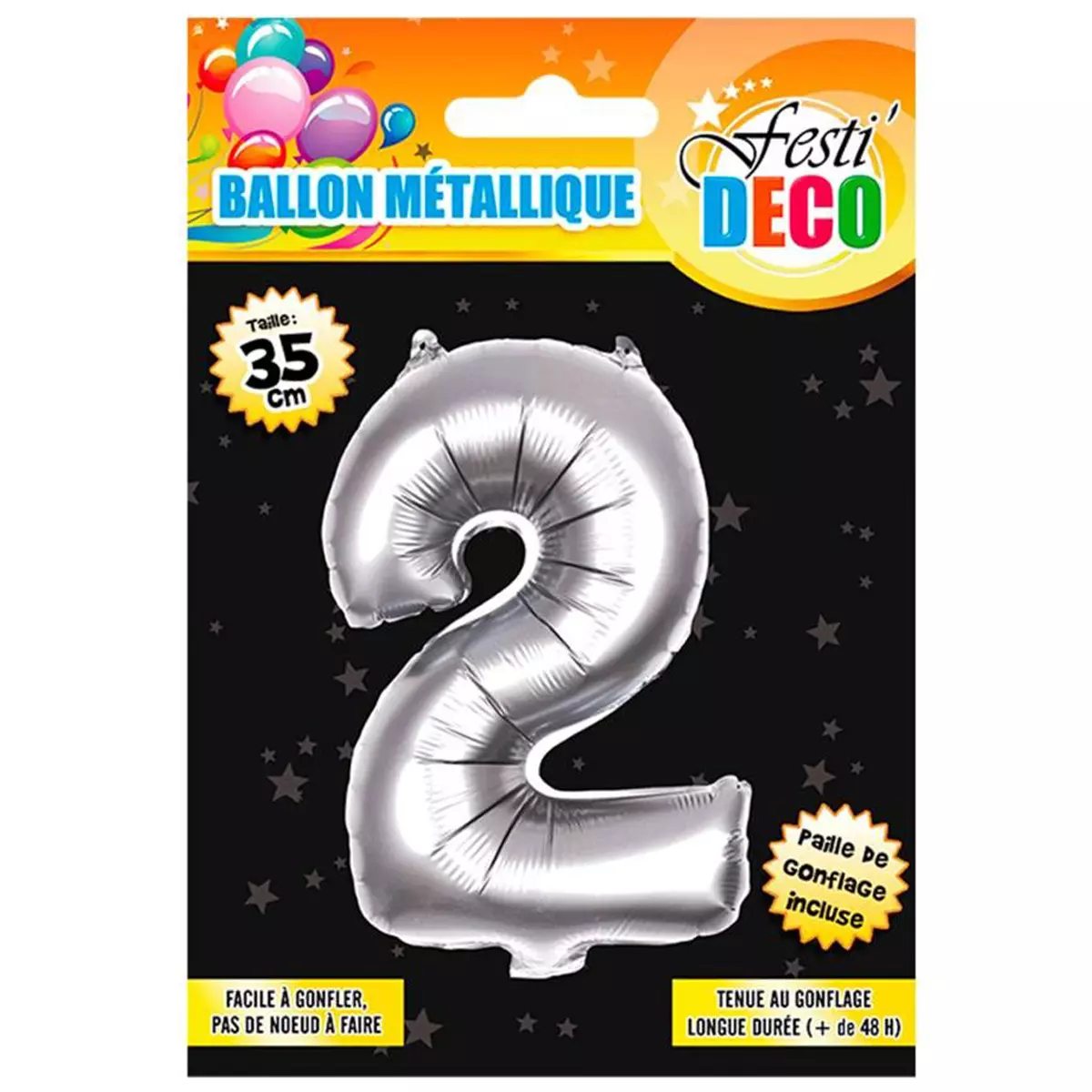 les trésors de lily Ballon métallique 'Chiffre 2' argenté 35 cm [Q4518]