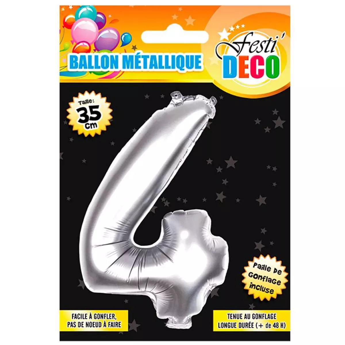 les trésors de lily Ballon métallique 'Chiffre 4 ' argenté 35 cm [Q4520]