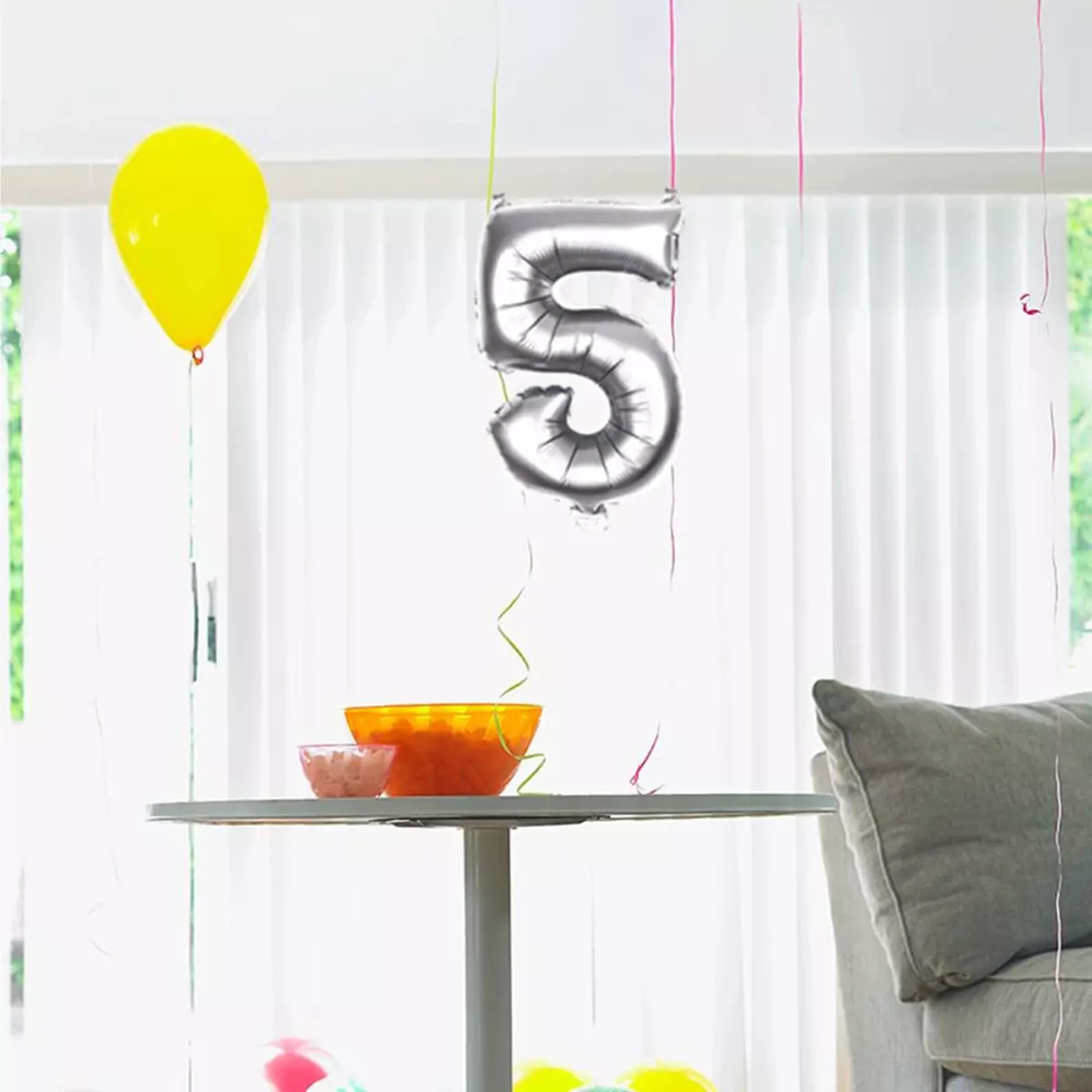 Les Trésors De Lily Ballon Métallique 'Chiffre 5' Argenté 35 Cm [Q4521]