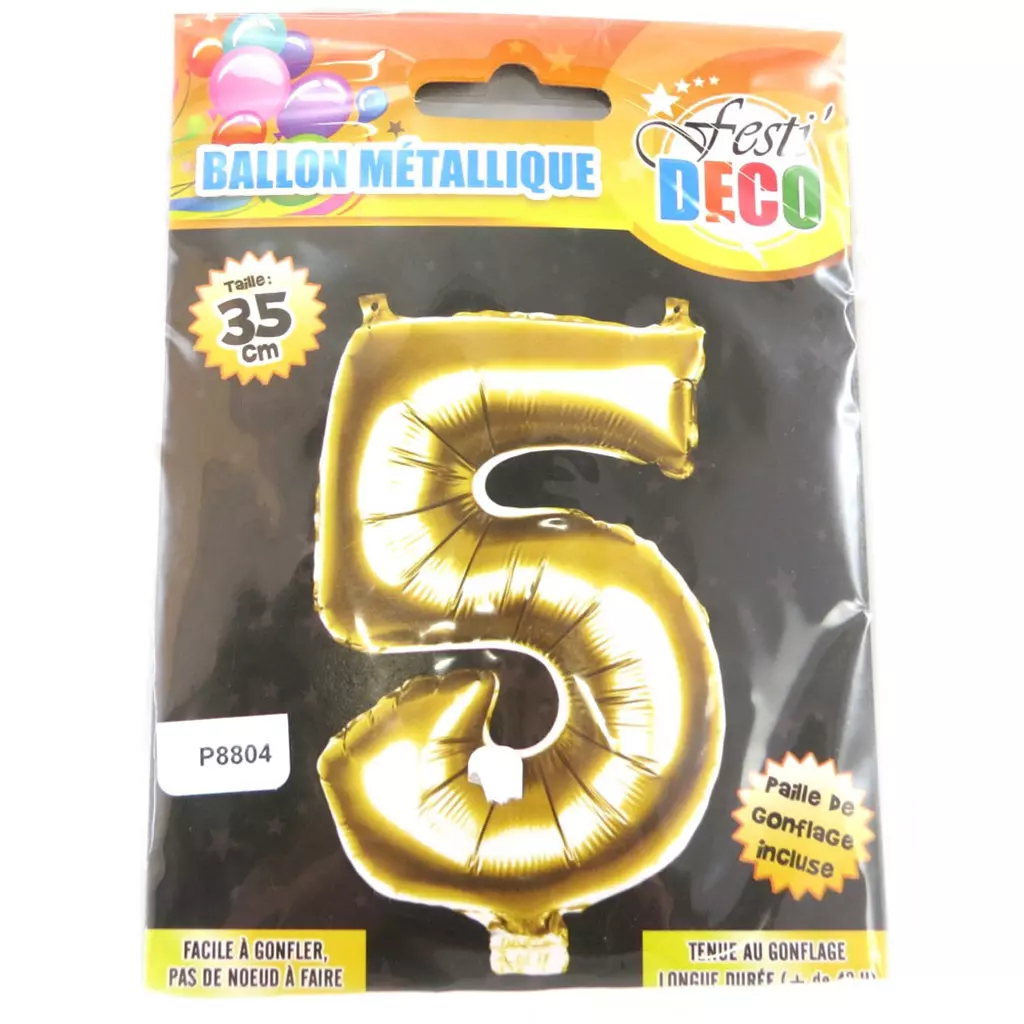 les trésors de lily Ballon métallique 'Chiffre 5' doré 35 cm [P8804]