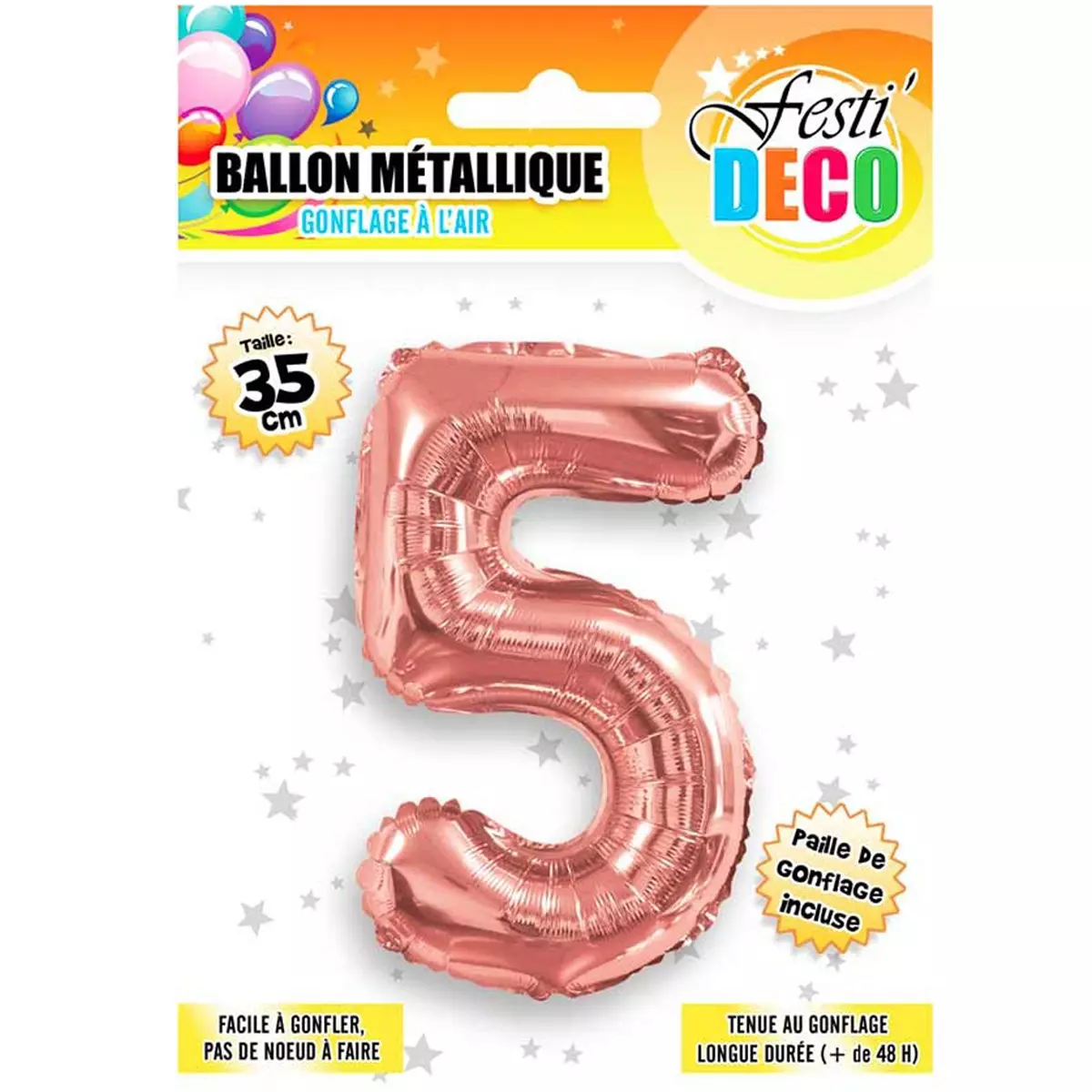 les trésors de lily Ballon métallique 'Chiffre 5' doré rosé 35 cm [Q5461]