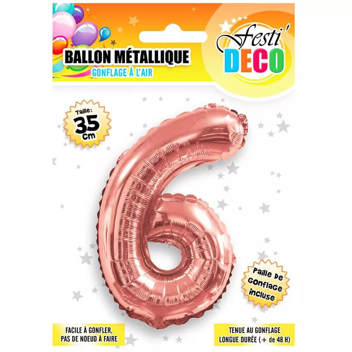 les trésors de lily Ballon métallique 'Chiffre 6' doré rosé 35 cm [Q5462]
