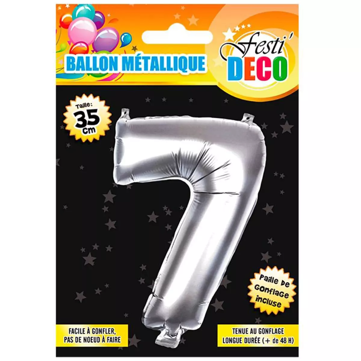 les trésors de lily Ballon métallique 'Chiffre 7' argenté 35 cm [Q4523]