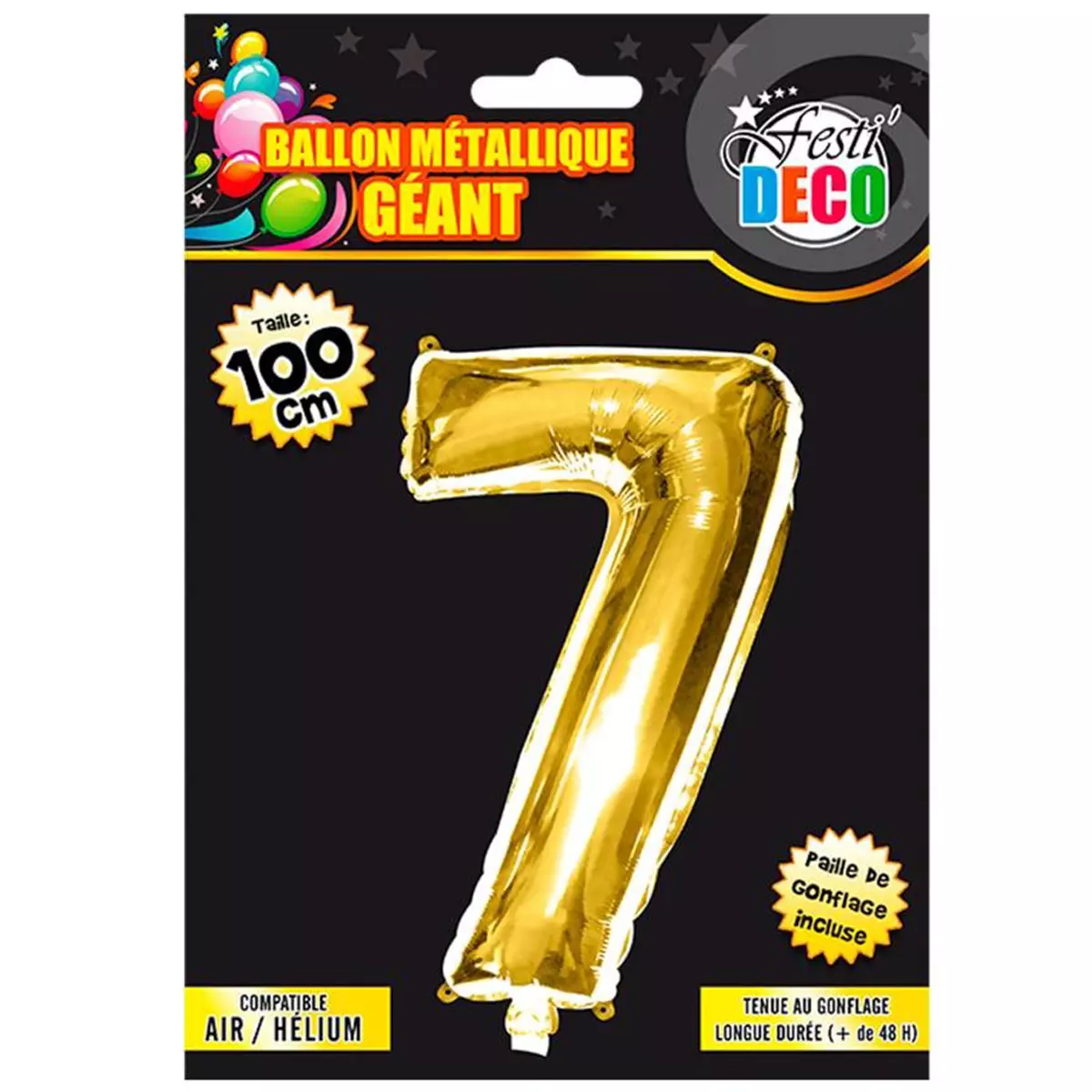 les trésors de lily Ballon métallique 'Chiffre 7' doré 1 m [Q4543]