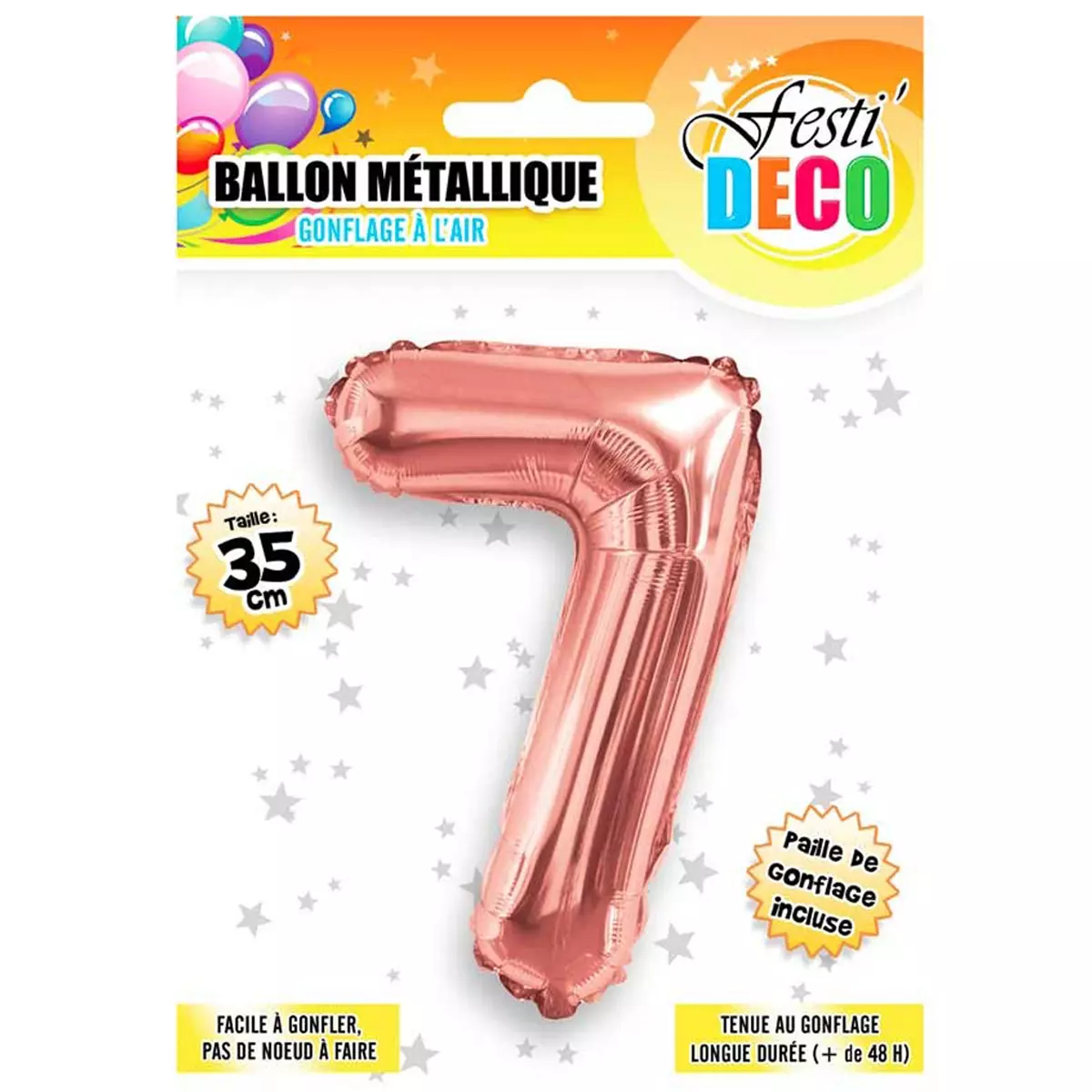 les trésors de lily Ballon métallique 'Chiffre 7' doré rosé 35 cm [Q5463]