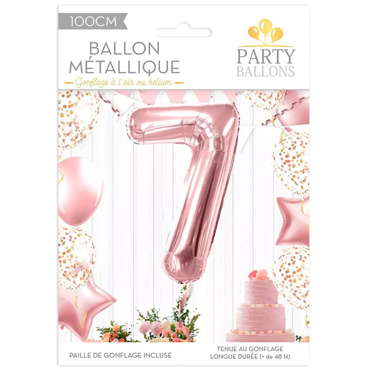 les trésors de lily Ballon métallique 'Chiffre 7' rosé 1 m [R1838]
