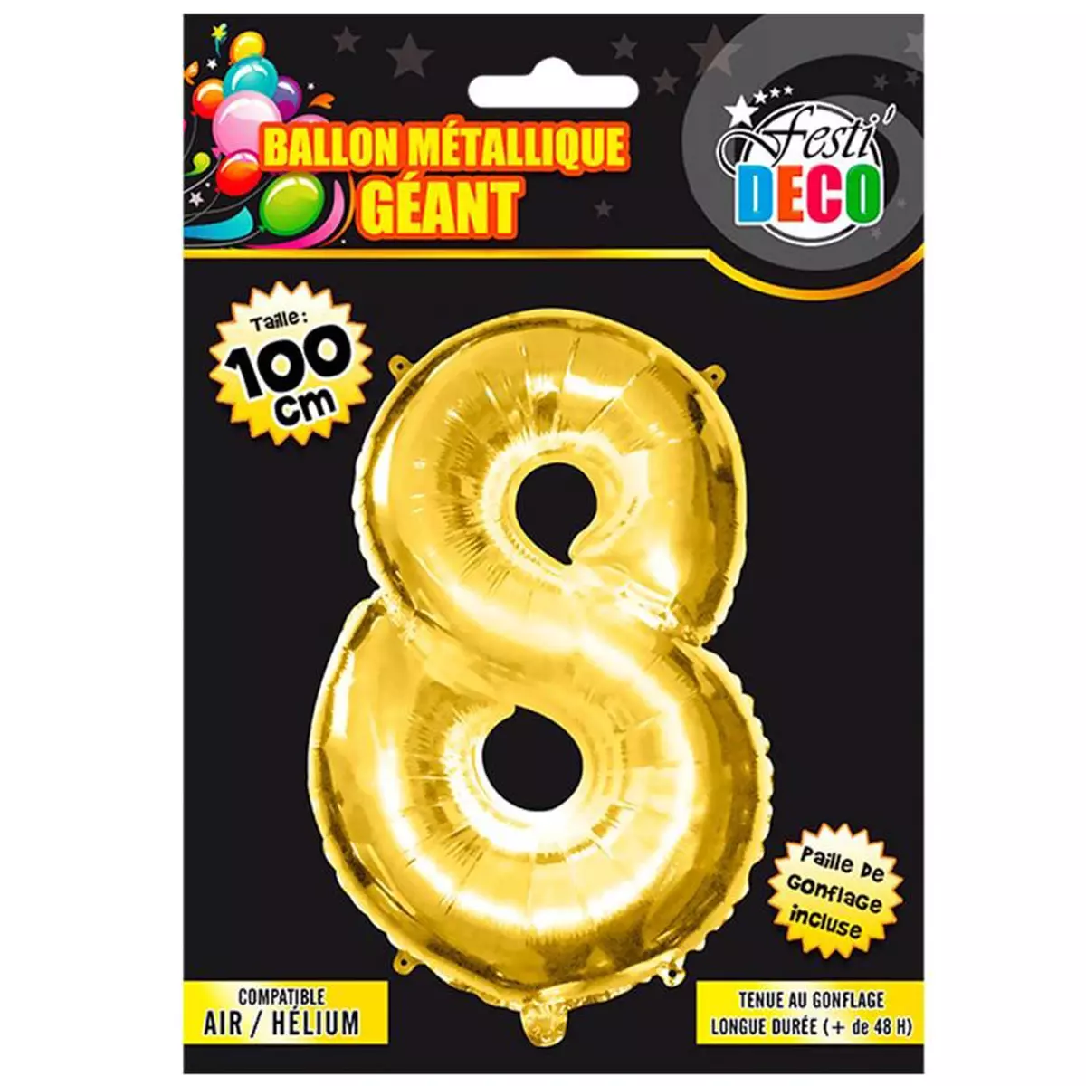 les trésors de lily Ballon métallique 'Chiffre 8' doré 1 m [Q4544]