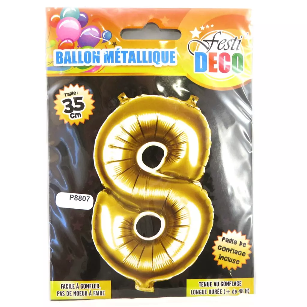 les trésors de lily Ballon métallique 'Chiffre 8' doré 35 cm [P8807]