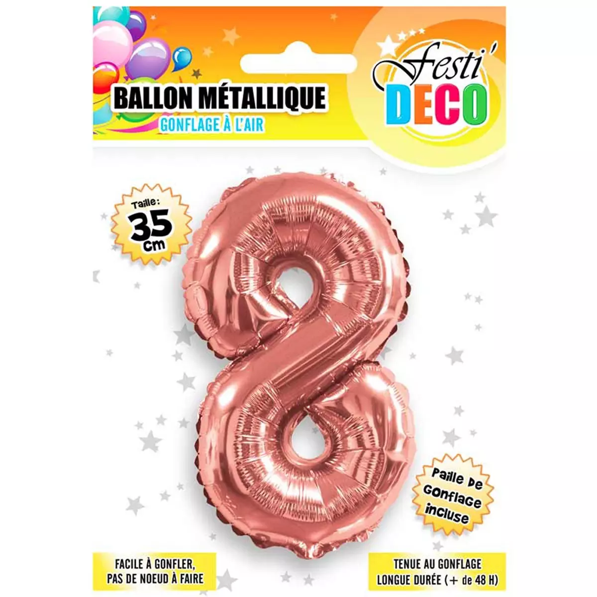 les trésors de lily Ballon métallique 'Chiffre 8' doré rosé 35 cm [Q5464]