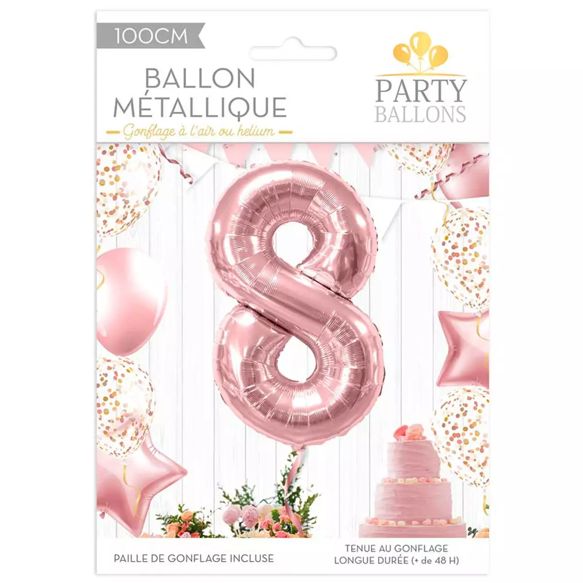 les trésors de lily Ballon métallique 'Chiffre 8' rosé 1 m [R1839]