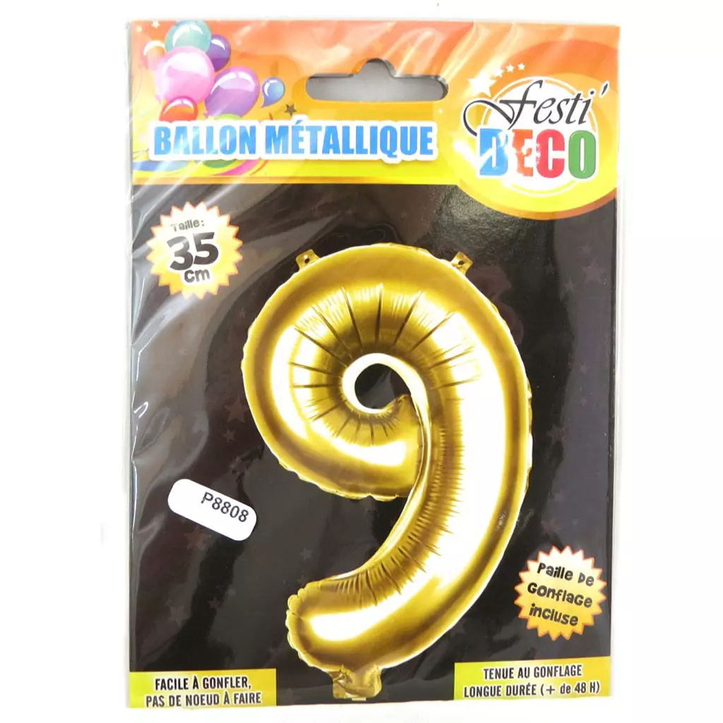 les trésors de lily Ballon métallique 'Chiffre 9' doré 35 cm [P8808]