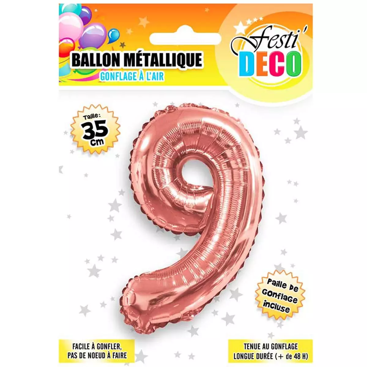 les trésors de lily Ballon métallique 'Chiffre 9' doré rosé 35 cm [Q5465]