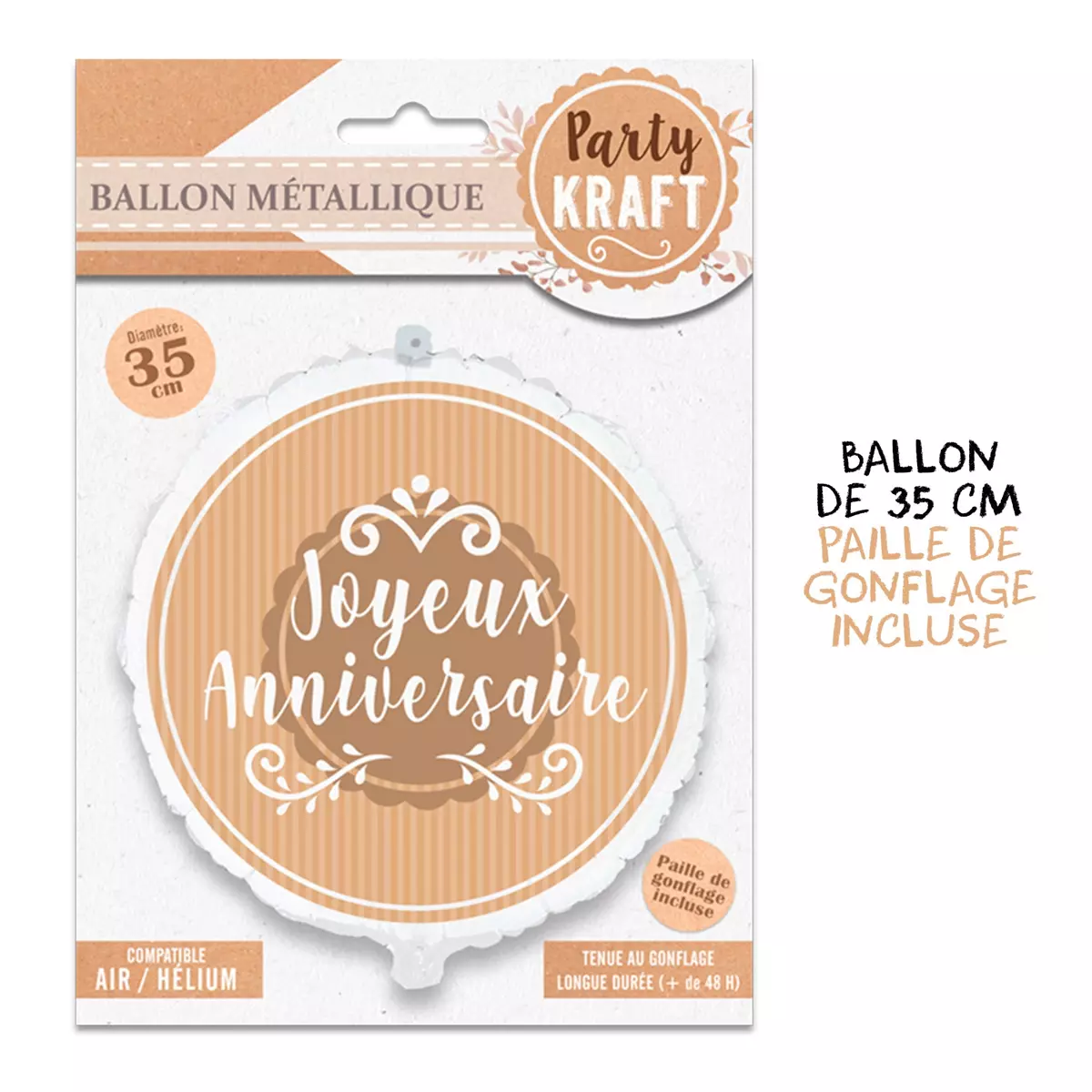 Les Trésors De Lily Ballon Métallique 'Joyeux Anniversaire' Marron Kraft 35 Cm [A0774]