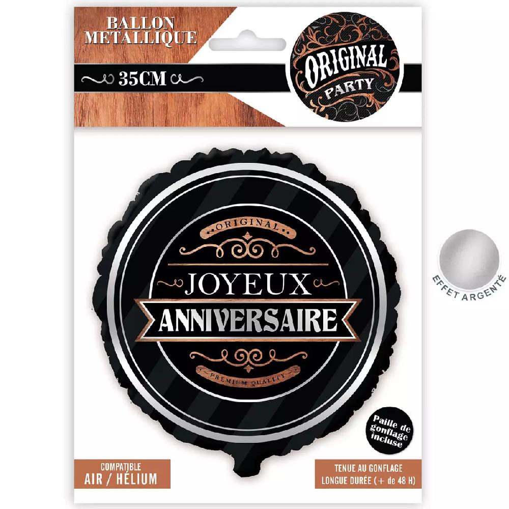 Les Trésors De Lily Ballon Métallique 'Joyeux Anniversaire' Noir 35 Cm [A2630]