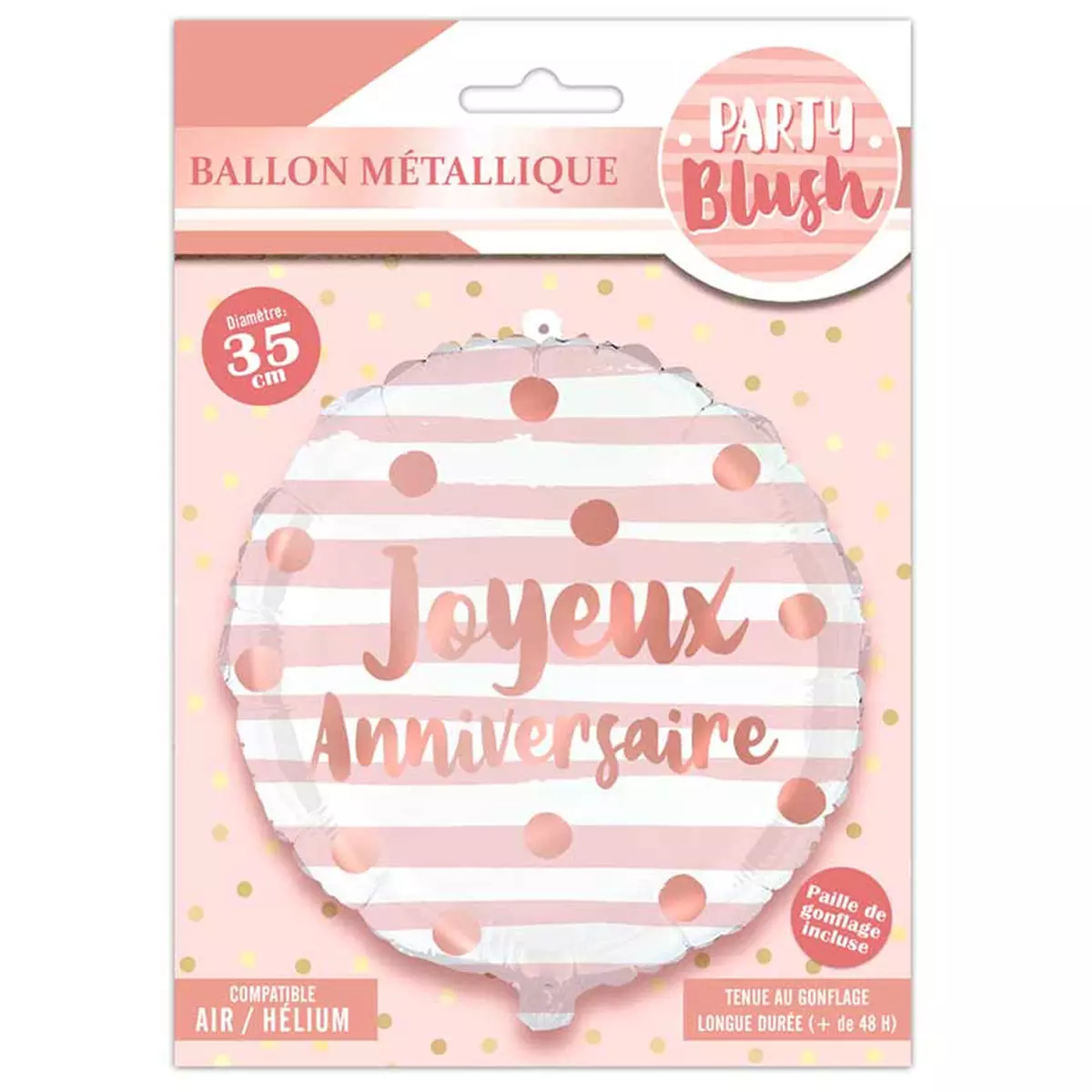 les trésors de lily Ballon métallique 'Joyeux Anniversaire' rose gold (blush) 35 cm [Q8268]