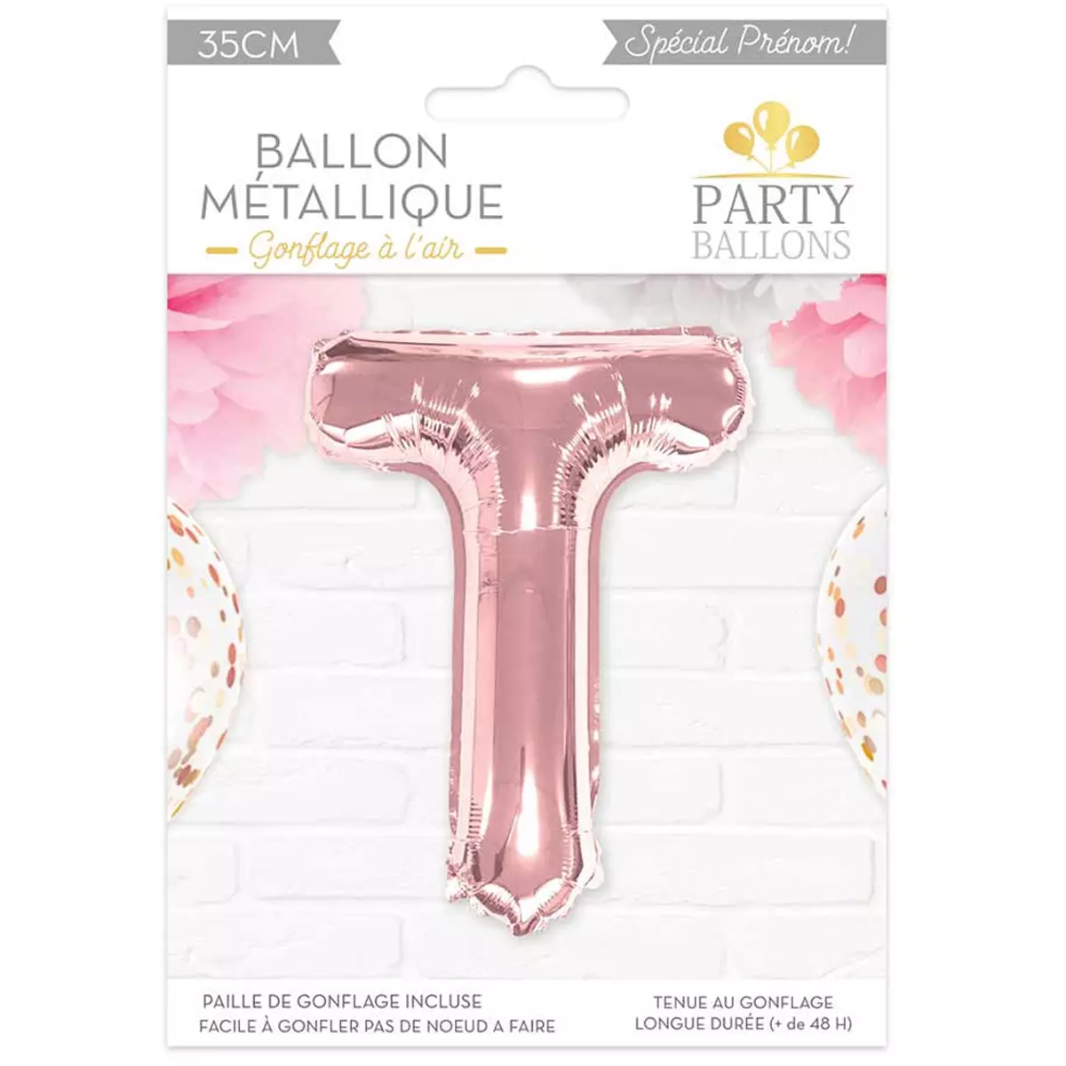les trésors de lily Ballon métallique 'Lettre T' rosé 35 cm [A0450]