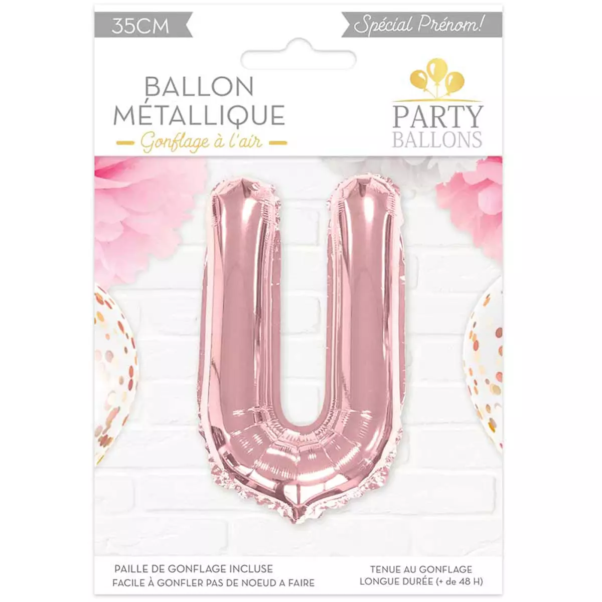 les trésors de lily Ballon métallique 'Lettre U' rosé 35 cm [A0451]