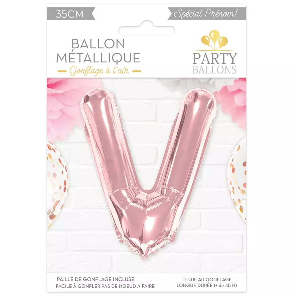 les trésors de lily Ballon métallique 'Lettre V' rosé 35 cm [A0452]