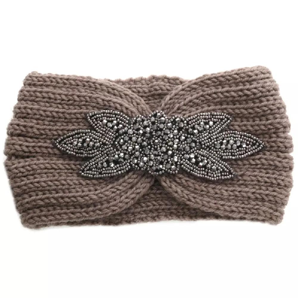 les trésors de lily Bandeau créateur 'Scarlett' taupe largeur 13 cm [Q5747]