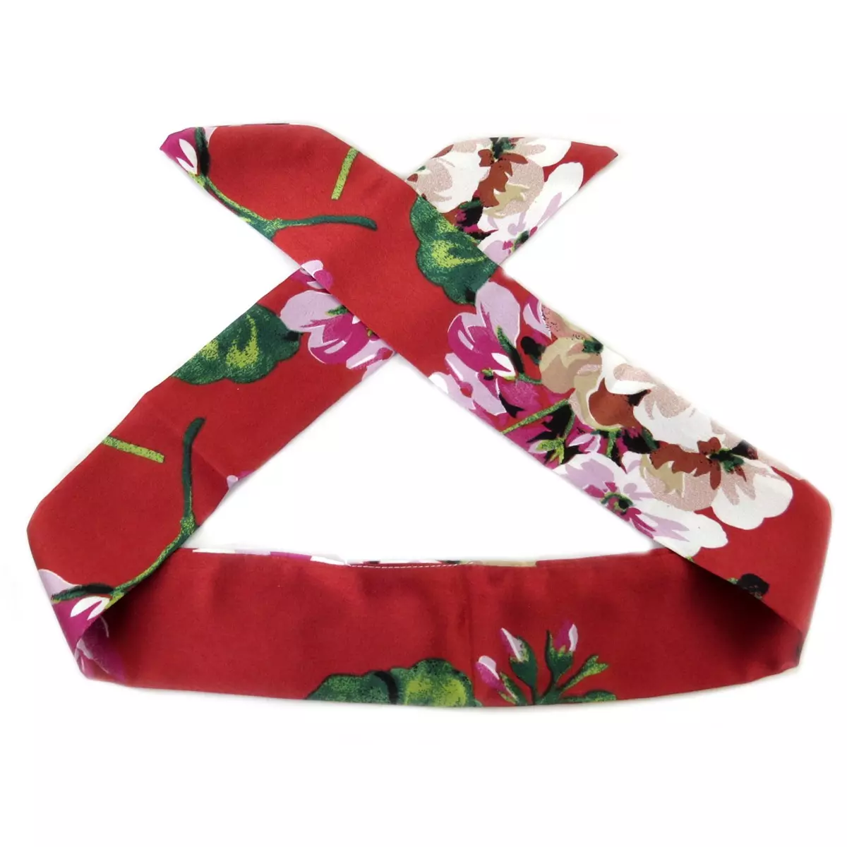 les trésors de lily Bandeau créateur 'Tokyo' rouge vert (rosa romantica) 93x5 mm [Q0124]