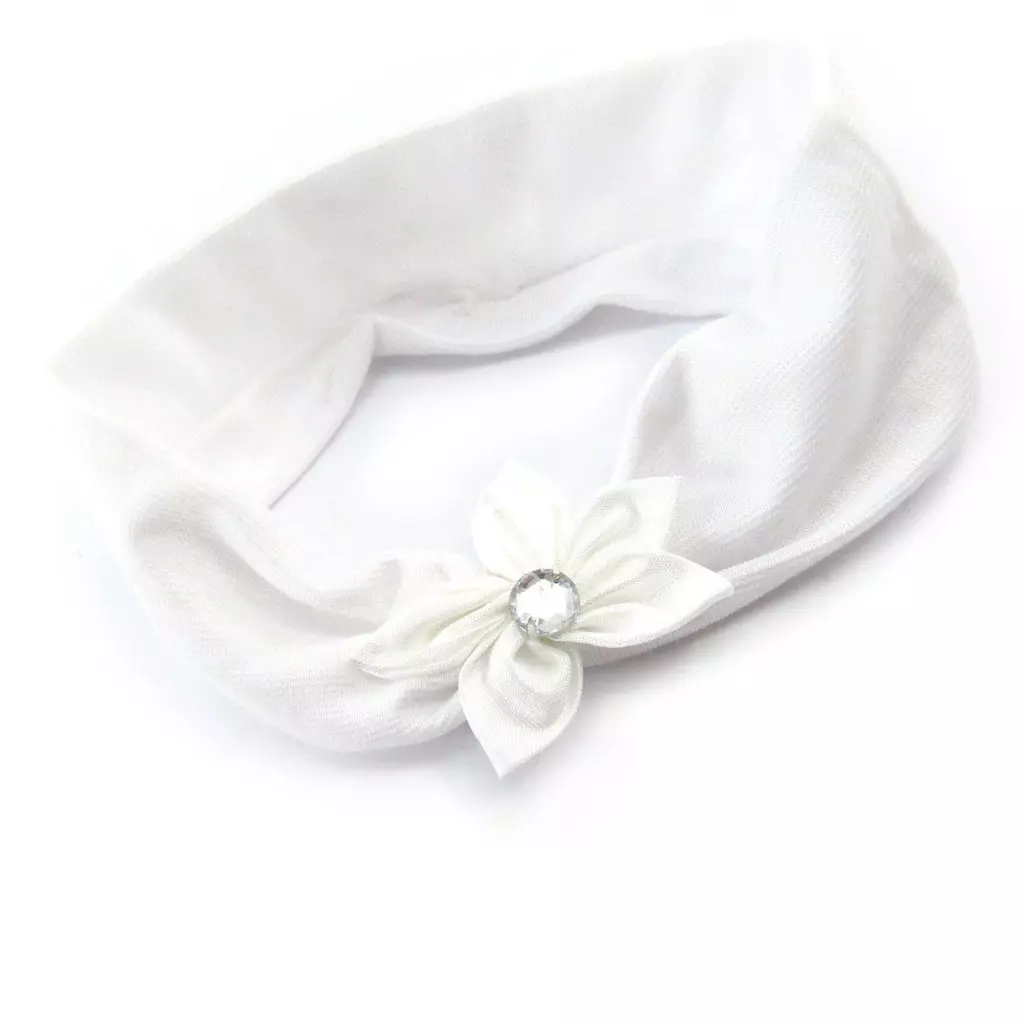 les trésors de lily Bandeau enfant cérémonie 'Pureté' blanc 5 cm fleur 55 mm [J5936]
