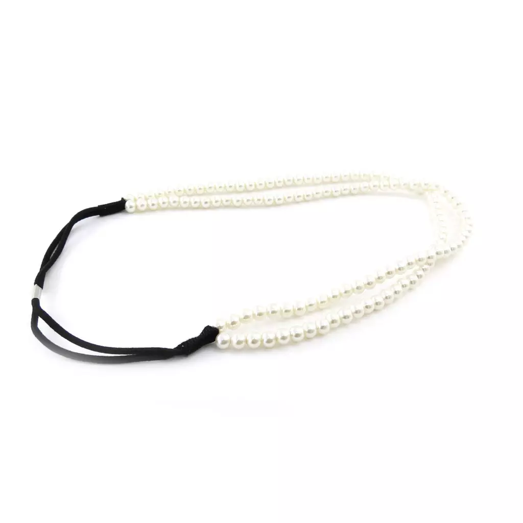 Les Trésors De Lily Bandeau Souple 'Perla' Ivoire Perles 6 Mm [J1225]