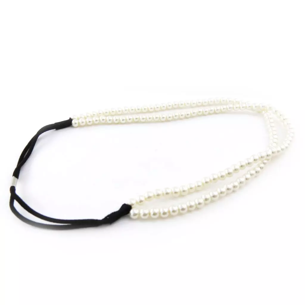 Les Trésors De Lily Bandeau Souple 'Perla' Ivoire Perles 6 Mm [J1225]