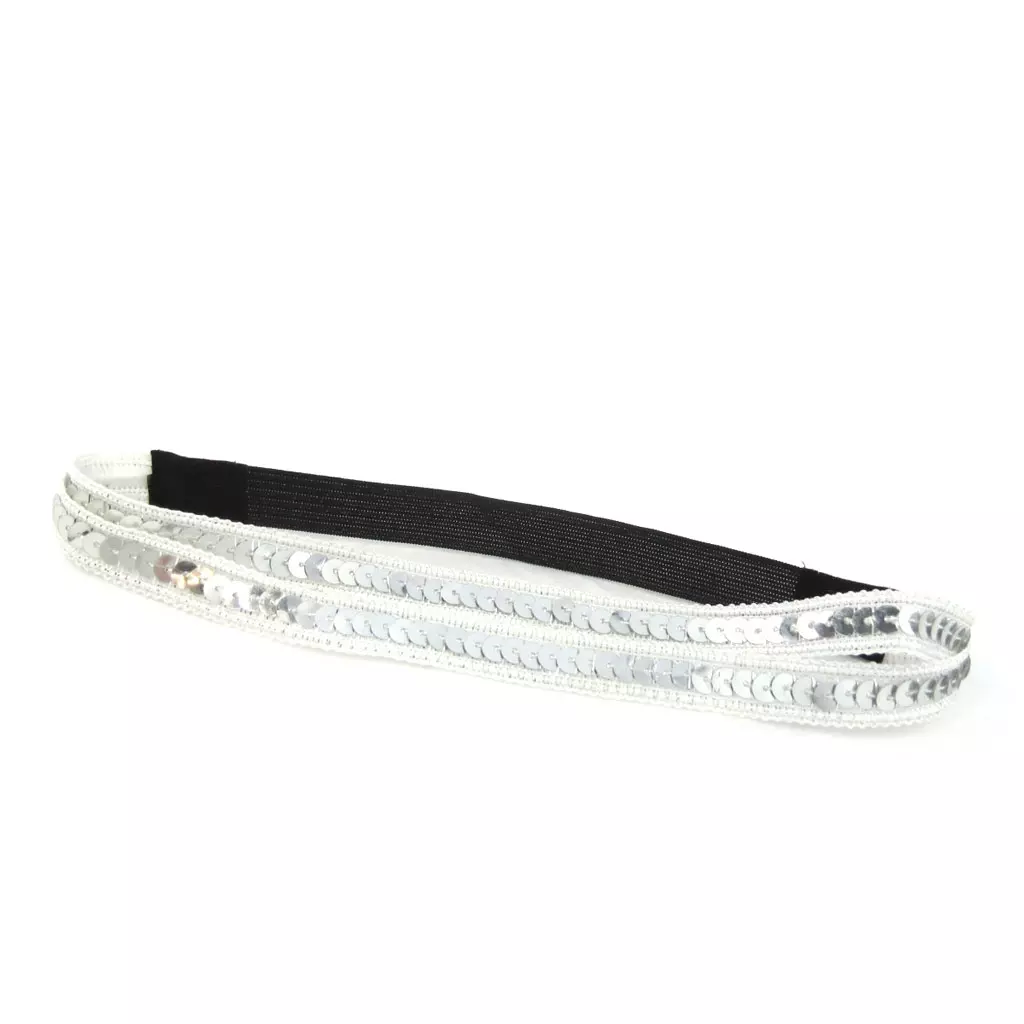 Les Trésors De Lily Bandeau Souple 'Scarlett' Argenté 12 Mm (paillettes) [M1818]