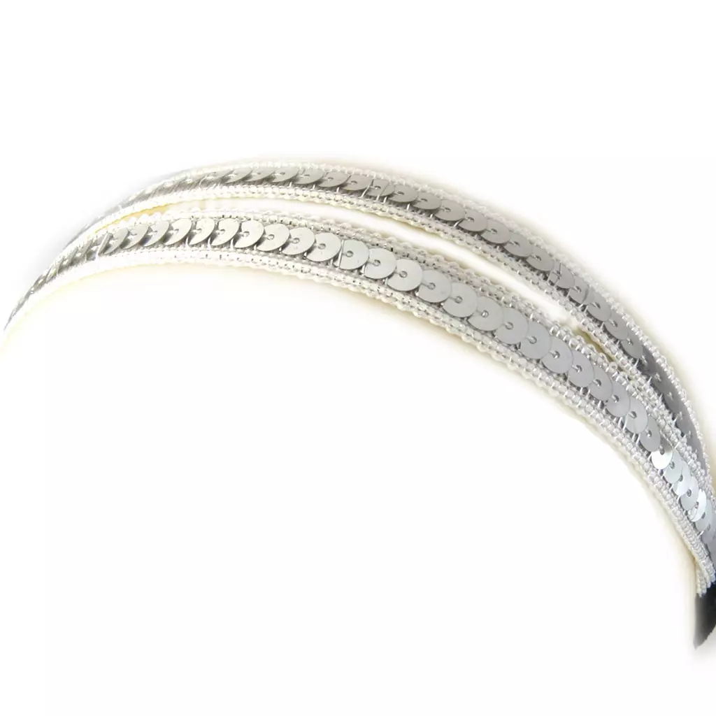 les trésors de lily Bandeau souple 'Scarlett' argenté 12 mm (paillettes) [M1818]