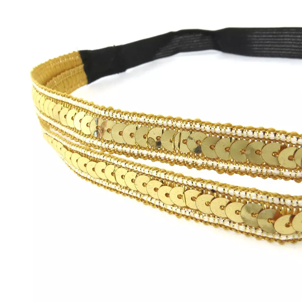 Les Trésors De Lily Bandeau Souple 'Scarlett' Doré 12 Mm (paillettes) [M1817]