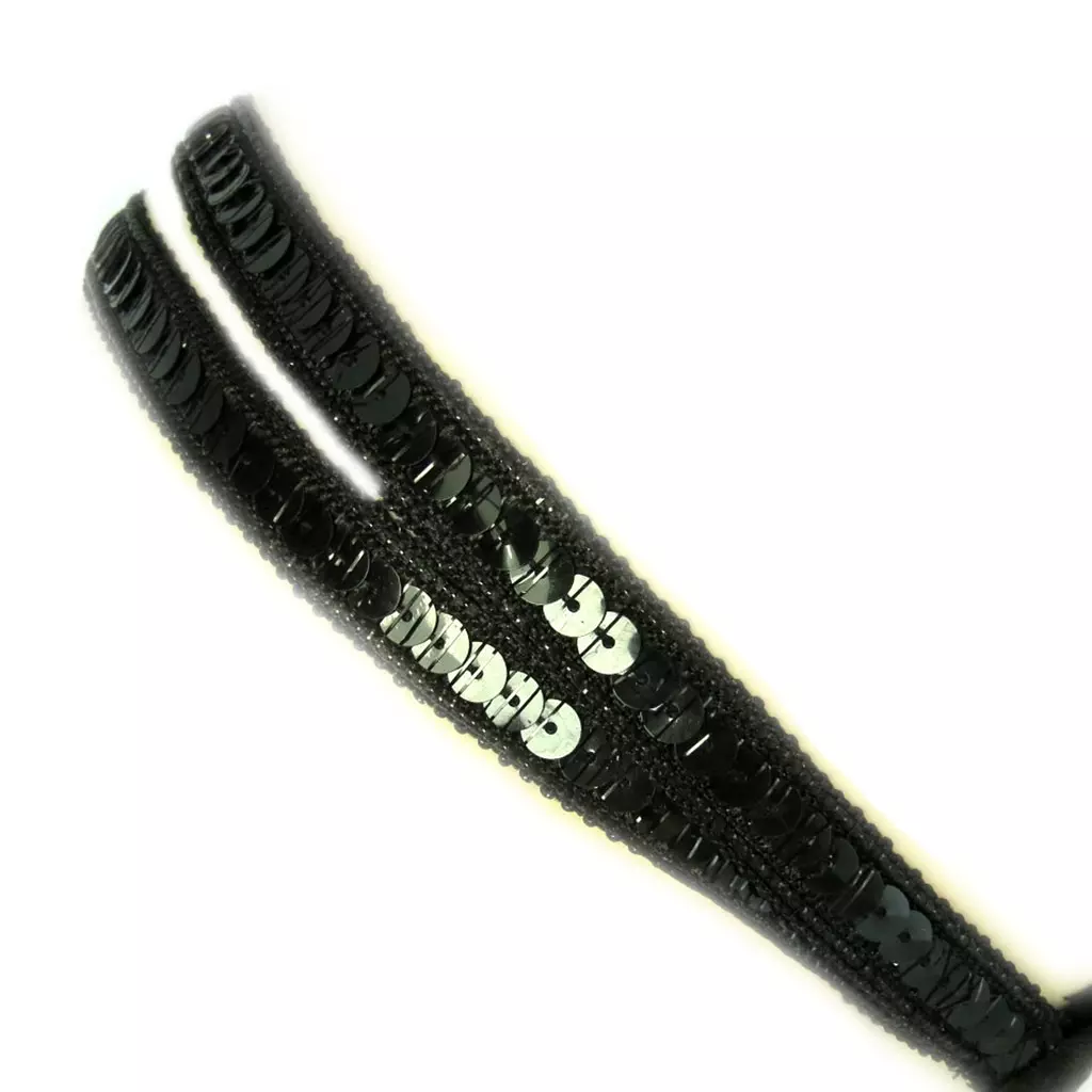 Les Trésors De Lily Bandeau Souple 'Scarlett' Noir 12 Mm (paillettes) [M1816]