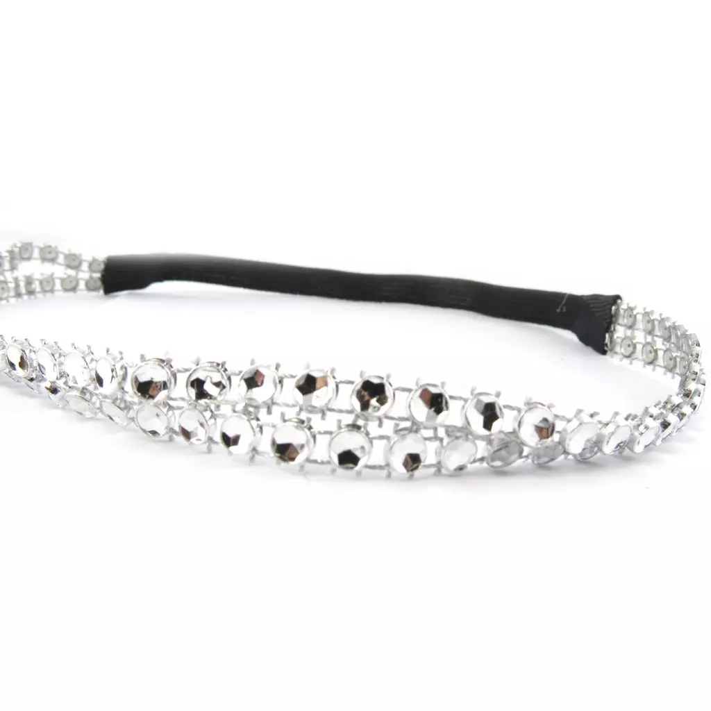 les trésors de lily Bandeau souple 'Sissi' blanc argenté 10 mm [L7004]