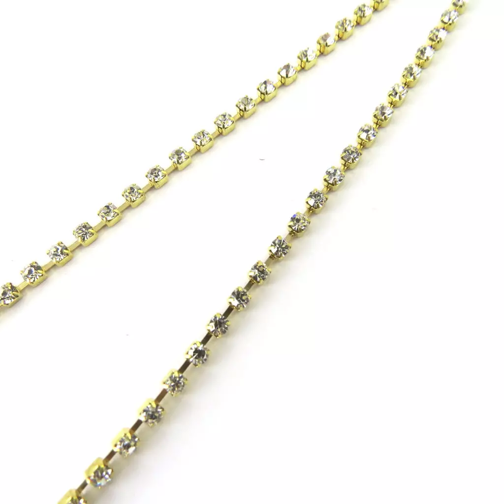 les trésors de lily Bandeau souple 'Sissi' doré blanc (strass) 3 mm [M6477]