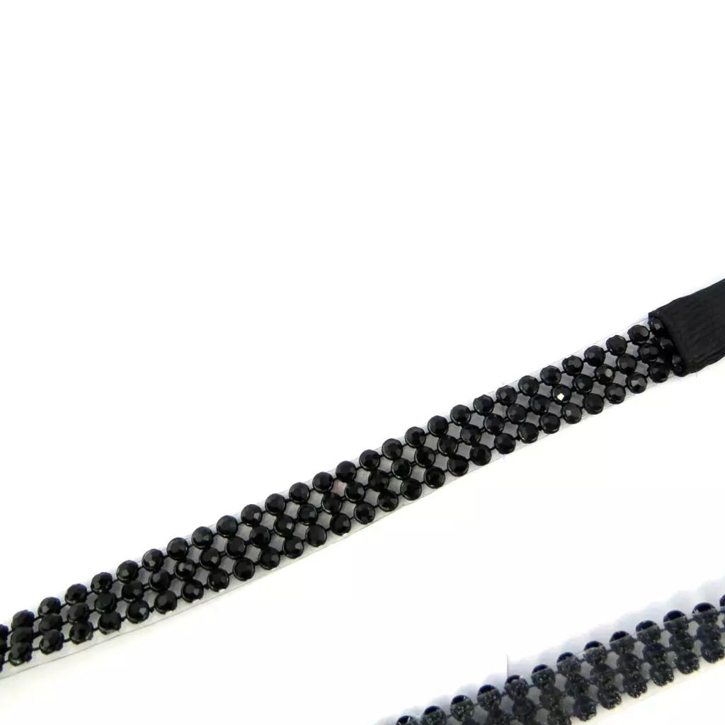Les Trésors De Lily Bandeau Souple 'Sissi' Noir (strass) 10 Mm [L6382]