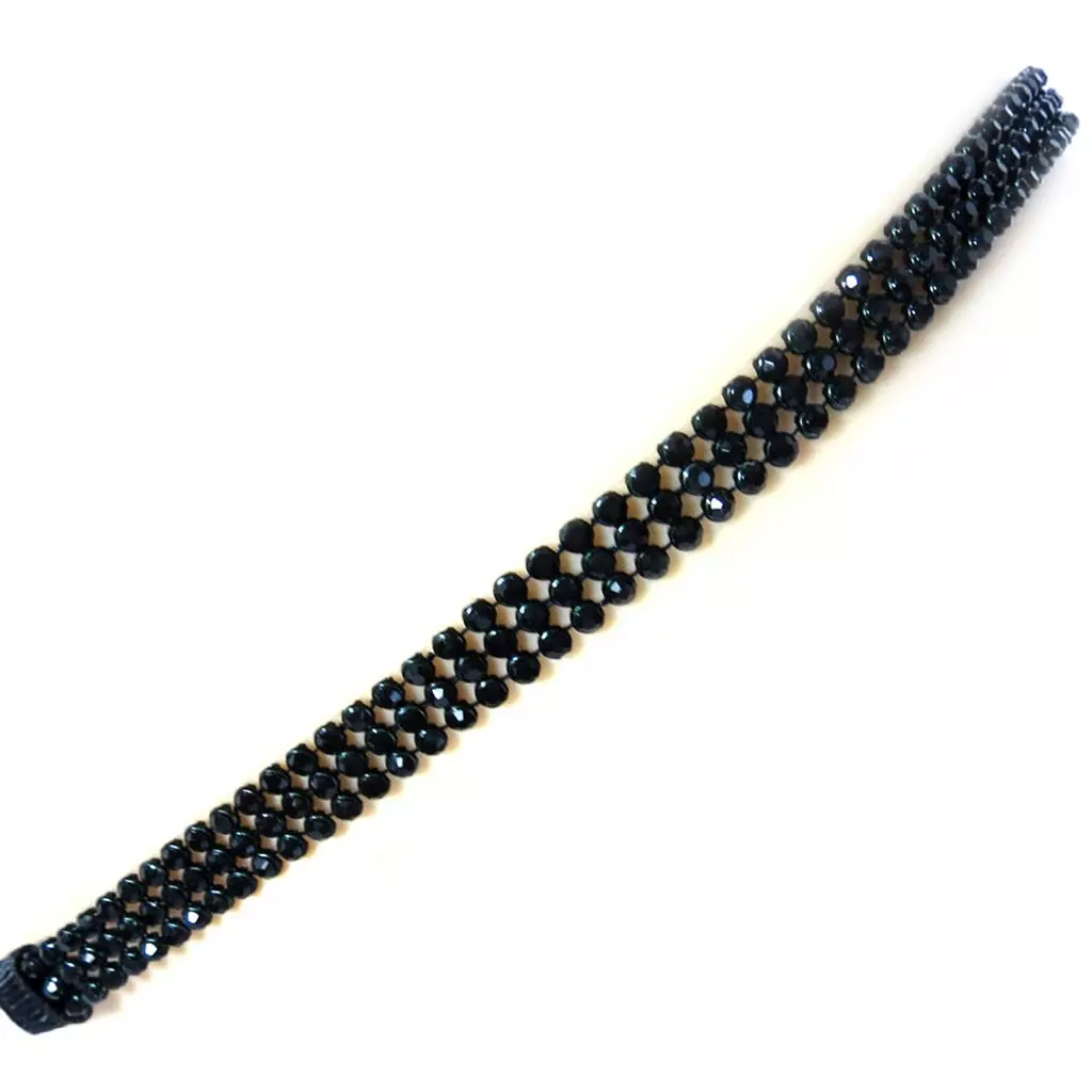 les trésors de lily Bandeau souple 'Sissi' noir (strass) 10 mm [L6382]